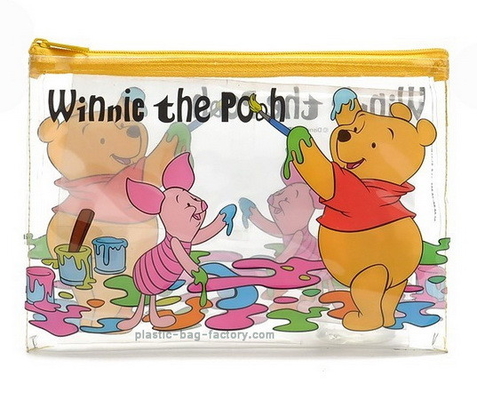 ウィニーくまのプラスチック ジッパー ロック袋、子供のかわいく小さい ziplock は 20x13cm を袋に入れます