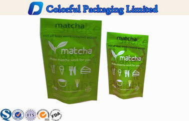ジップ ロック式のプラスチックが緑茶のための袋を立てる CMYK / パントン 色をリサイクルして下さい